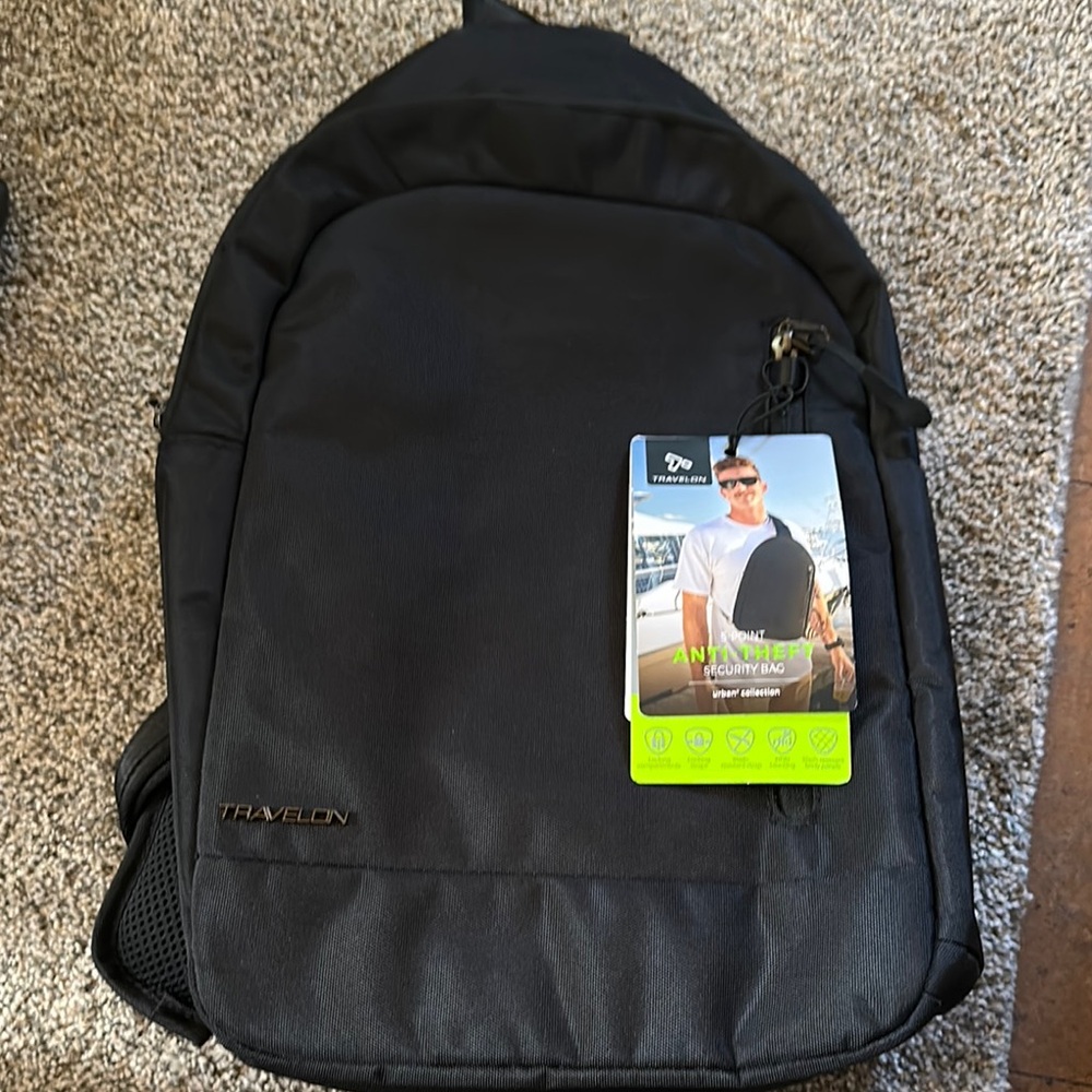 Travelon Black Backpack with Multiple Compartments New